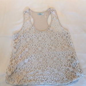 Adorable Lace Front Cream Sleeveless Top